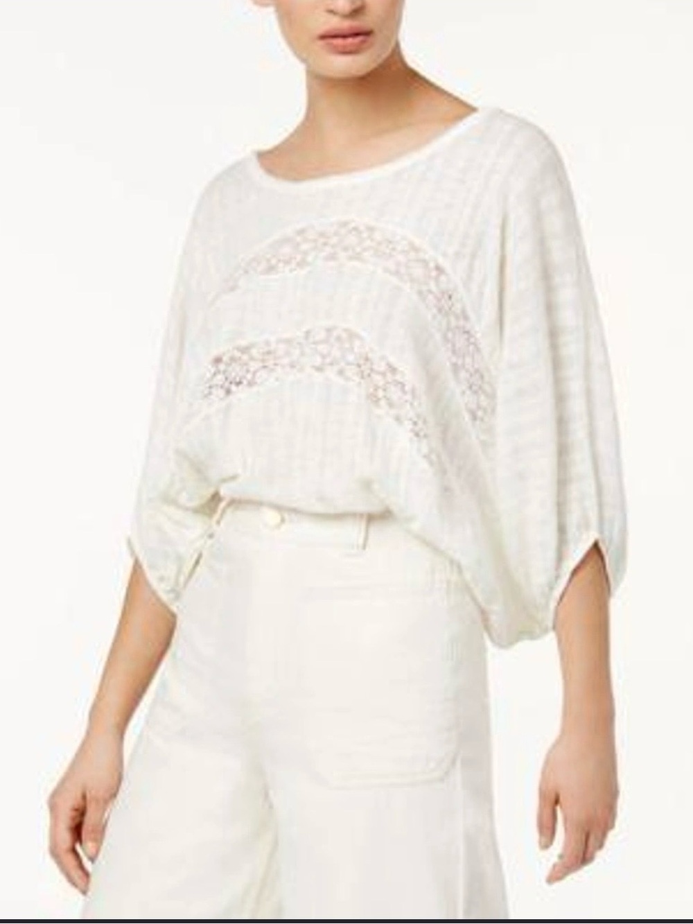 Free People Im Your Baby Ivory White 100% Cotton Pullover Womens Small